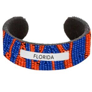 University of Florida Gators UF Hand Beaded Cuff Bracelet Orange Blue Beads NEW